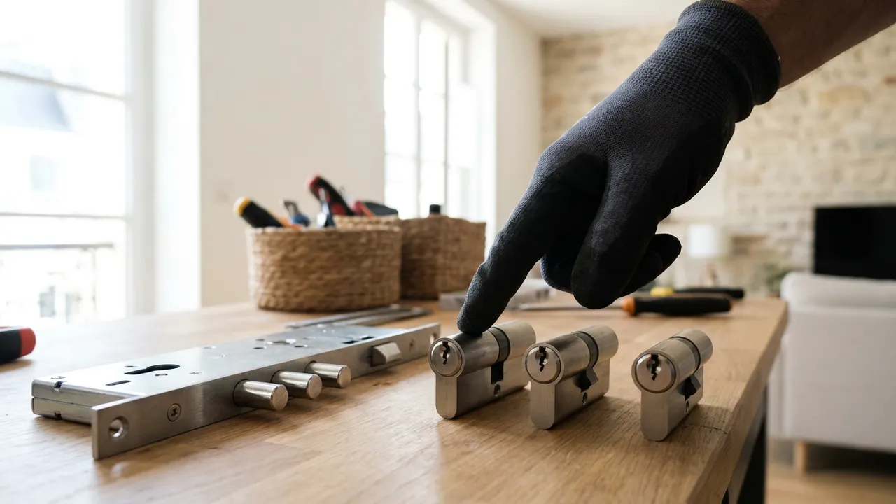 Serrure multipoints certifiée A2P installée sur une porte palière d'immeuble à Paris 2